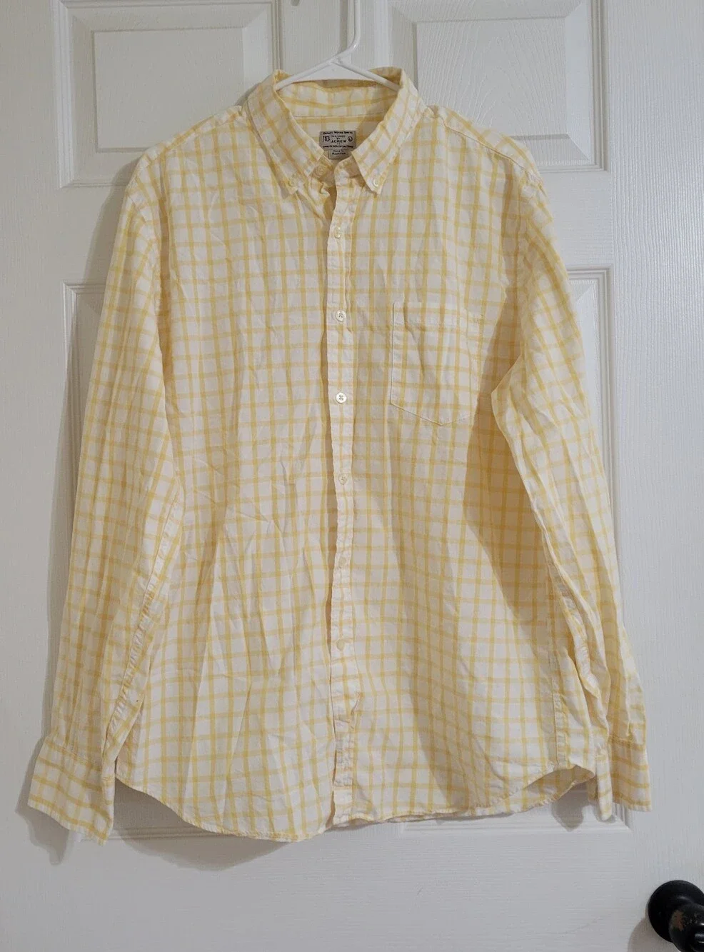 J Crew Men's Butter Yellow Plaid Button-Down Shirt